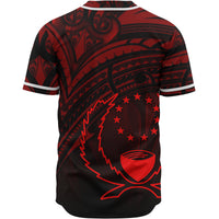 Pohnpei Baseball Shirt - Red Color Cross Style - Polynesian Pride