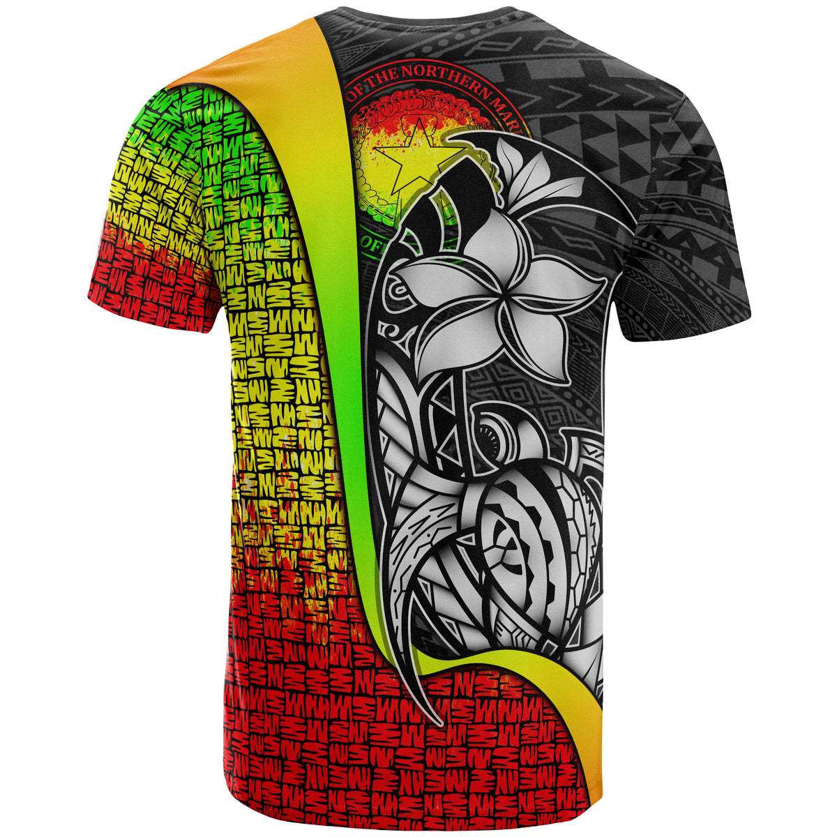 Northern Mariana Islands Polynesian Custom T Shirt Reggae Turtle with Hook - Polynesian Pride