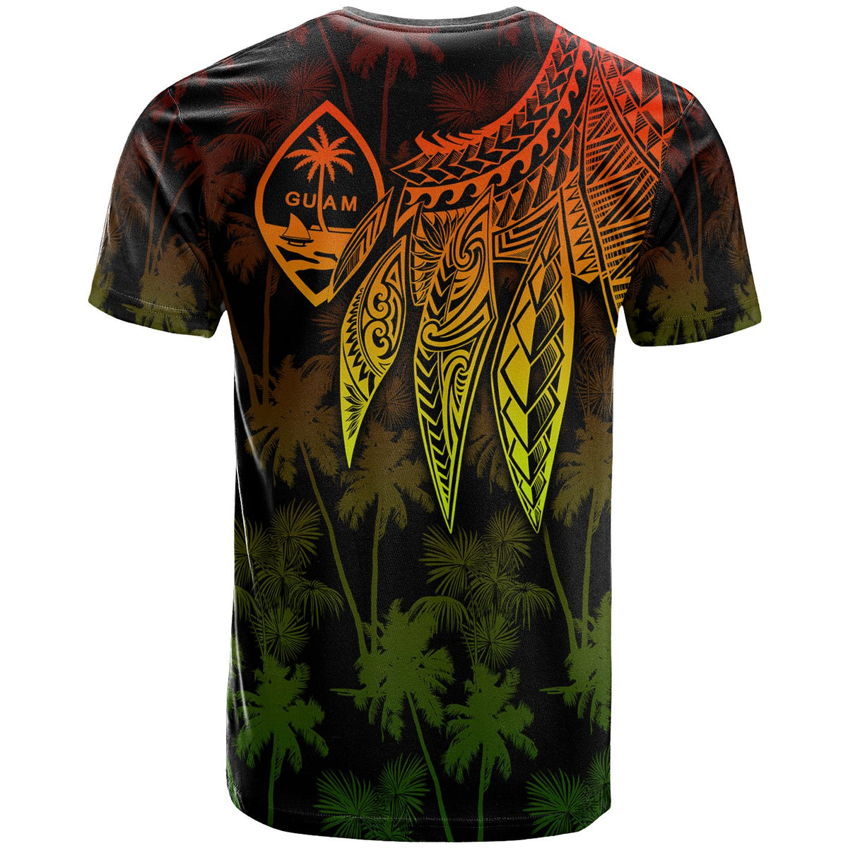 Guam Custom T Shirt Polynesian Wings (Reggae) - Polynesian Pride