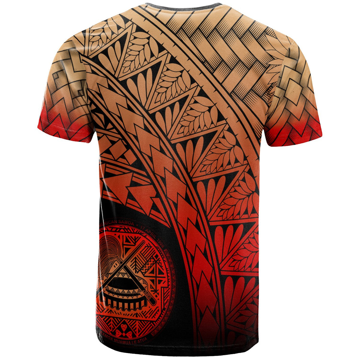 American Samoa Polynesian T Shirt Plumeria Tattoo Tribal - Polynesian Pride