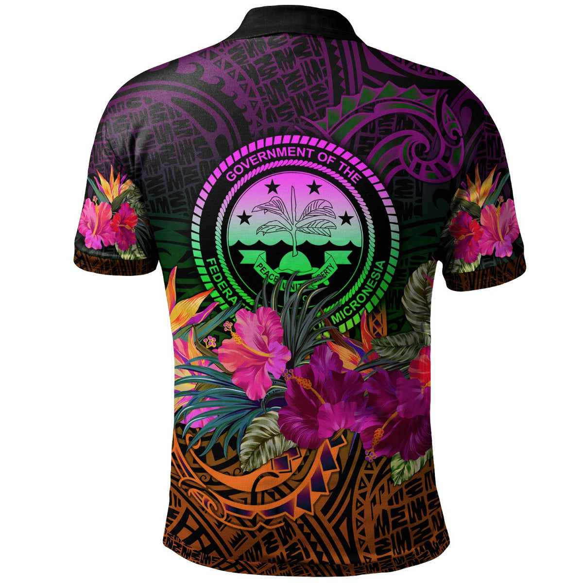 Federated States of Micronesia Custom Polo Shirt Summer Hibiscus - Polynesian Pride