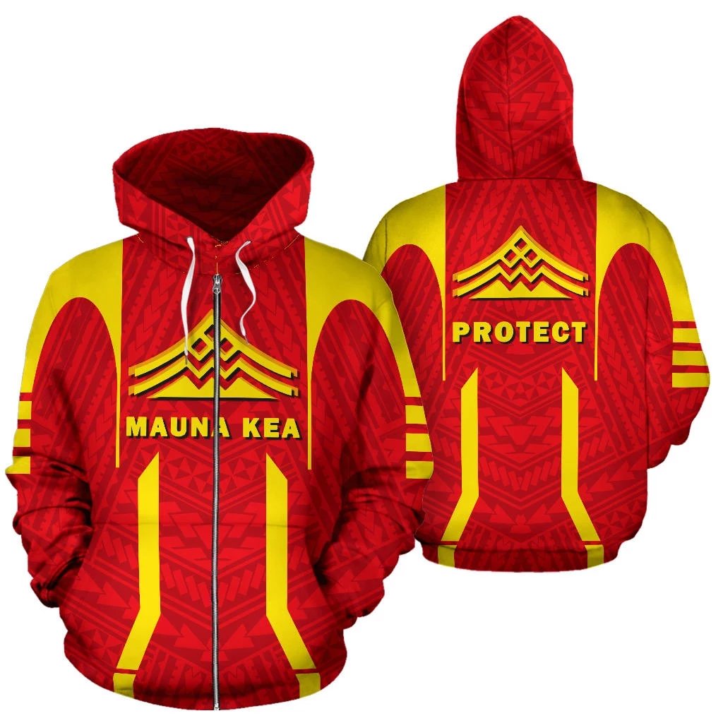Hawaii Polynesian Mauna Kea Zip up Hoodie Unisex Red - Polynesian Pride