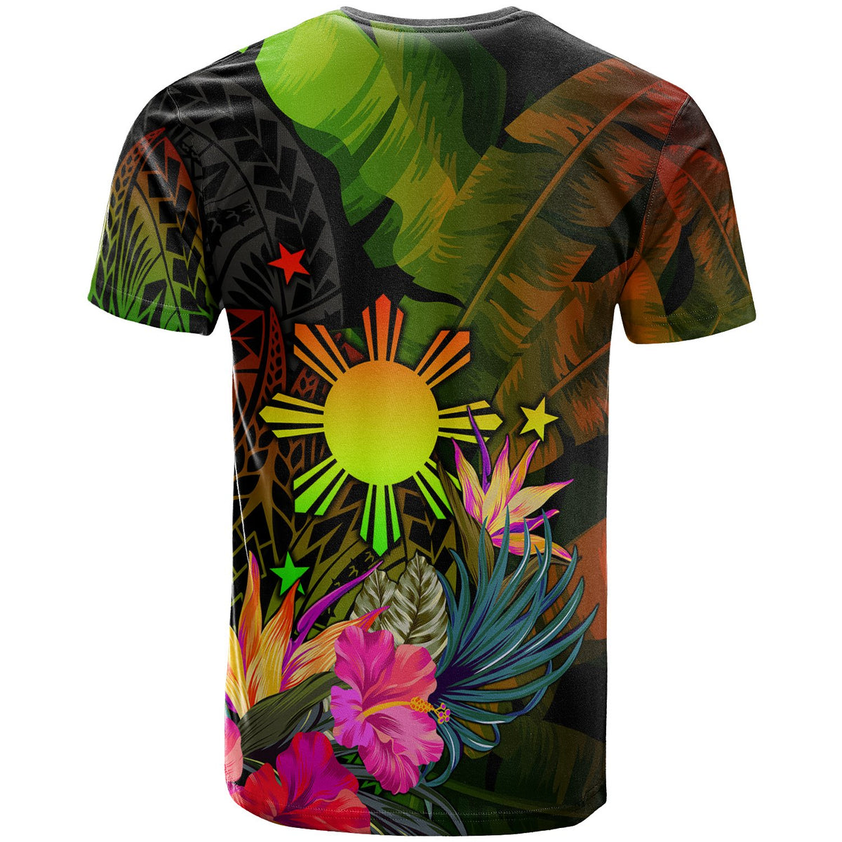 The Philippines Polynesian T Shirt Hibiscus and Banana Leaves - Polynesian Pride