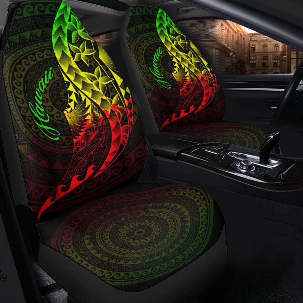 Hawaii Car Seat Covers - Polynesian Pattern Style Reggae Color - Polynesian Pride