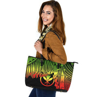 Polynesian Hawaii Leather Tote Bag - Tribal Wave Tattoo Reggae - Polynesian Pride