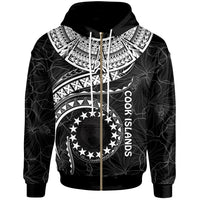 Cook Islands Polynesian Zip up Hoodie Cook Islands Waves (White) Unisex White - Polynesian Pride
