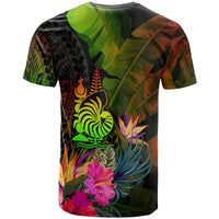 New Caledonia Polynesian T Shirt Hibiscus and Banana Leaves - Polynesian Pride