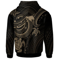 Papua New Guinea Custom Hoodie Gold Turtle - Polynesian Pride