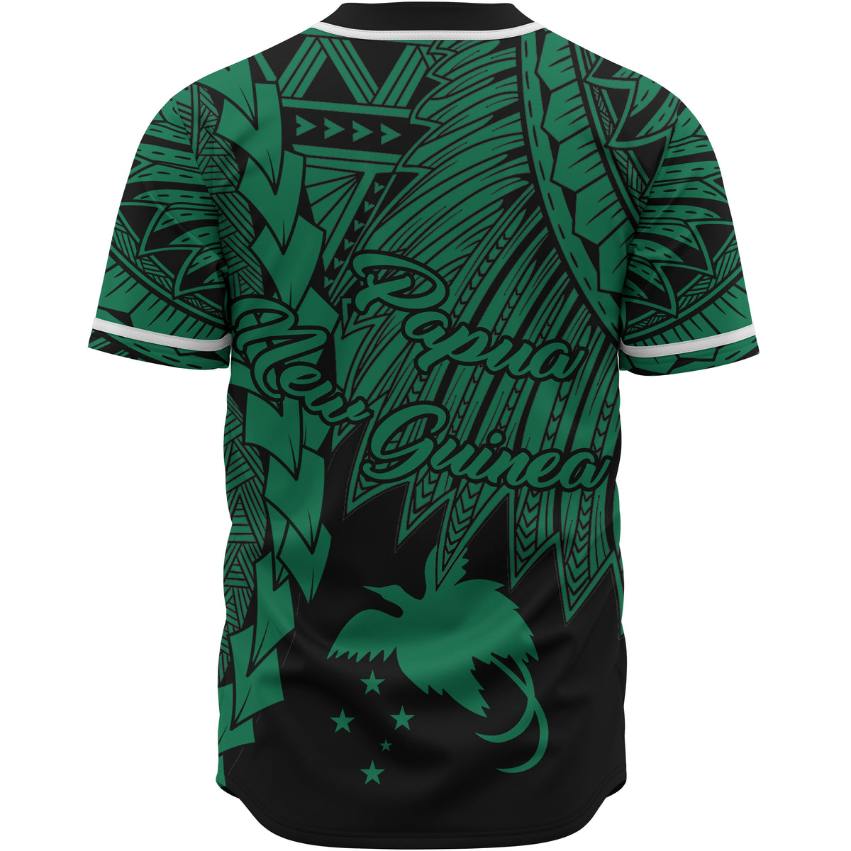 Papua New Guinea Polynesian Custom Personalised Baseball Shirt - Tribal Wave Tattoo Green - Polynesian Pride