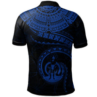 Vanuatu Polynesian Custom Polo Shirt Vanuatu Waves (Blue) - Polynesian Pride