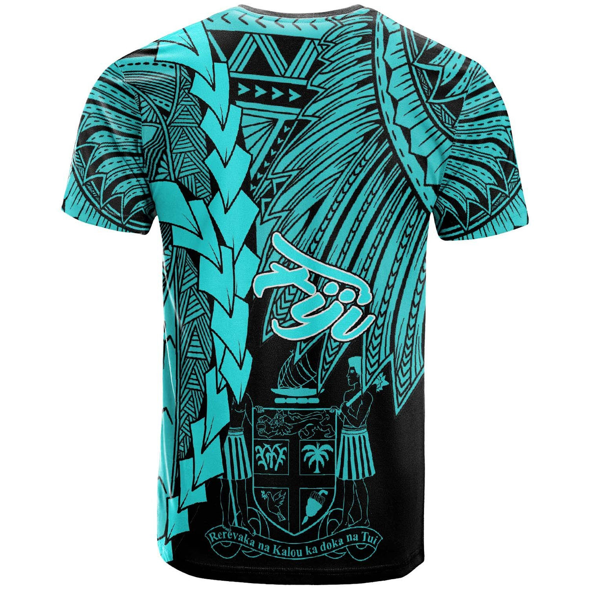 Fiji Polynesian Custom T Shirt Tribal Wave Tattoo Neon Blue - Polynesian Pride