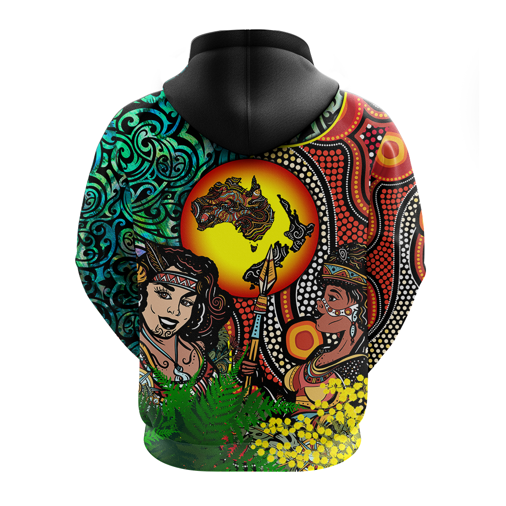 Australia Aboriginal Kangaroo Combine New Zealand Maori Kiwi Bird Hoodie LT2 - Polynesian Pride