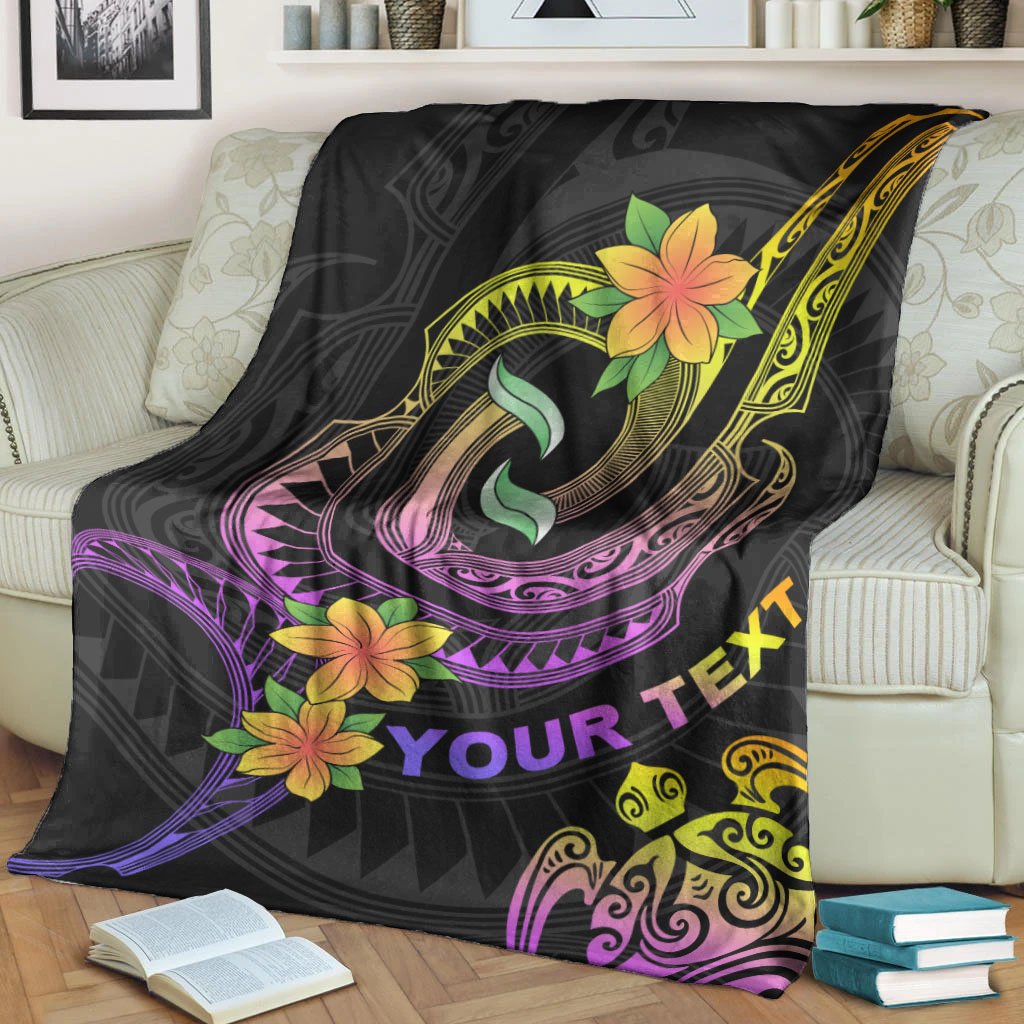 Polynesian Custom Personalised Premium Blanket - Plumeria Flowers with Spiral Patterns - Polynesian Pride