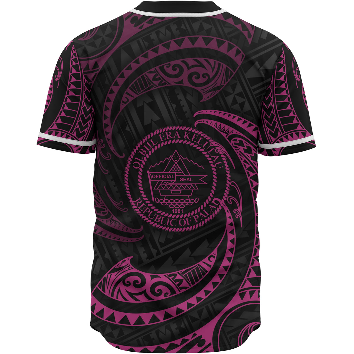 Palau Polynesian Baseball Shirt - Pink Tribal Wave - Polynesian Pride