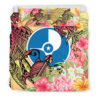 Yap State Bedding Set - Flowers Tropical With Sea Animals - Polynesian Pride