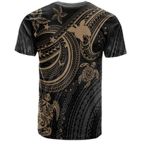 Papua New Guinea Custom T shirt Gold Turtle - Polynesian Pride