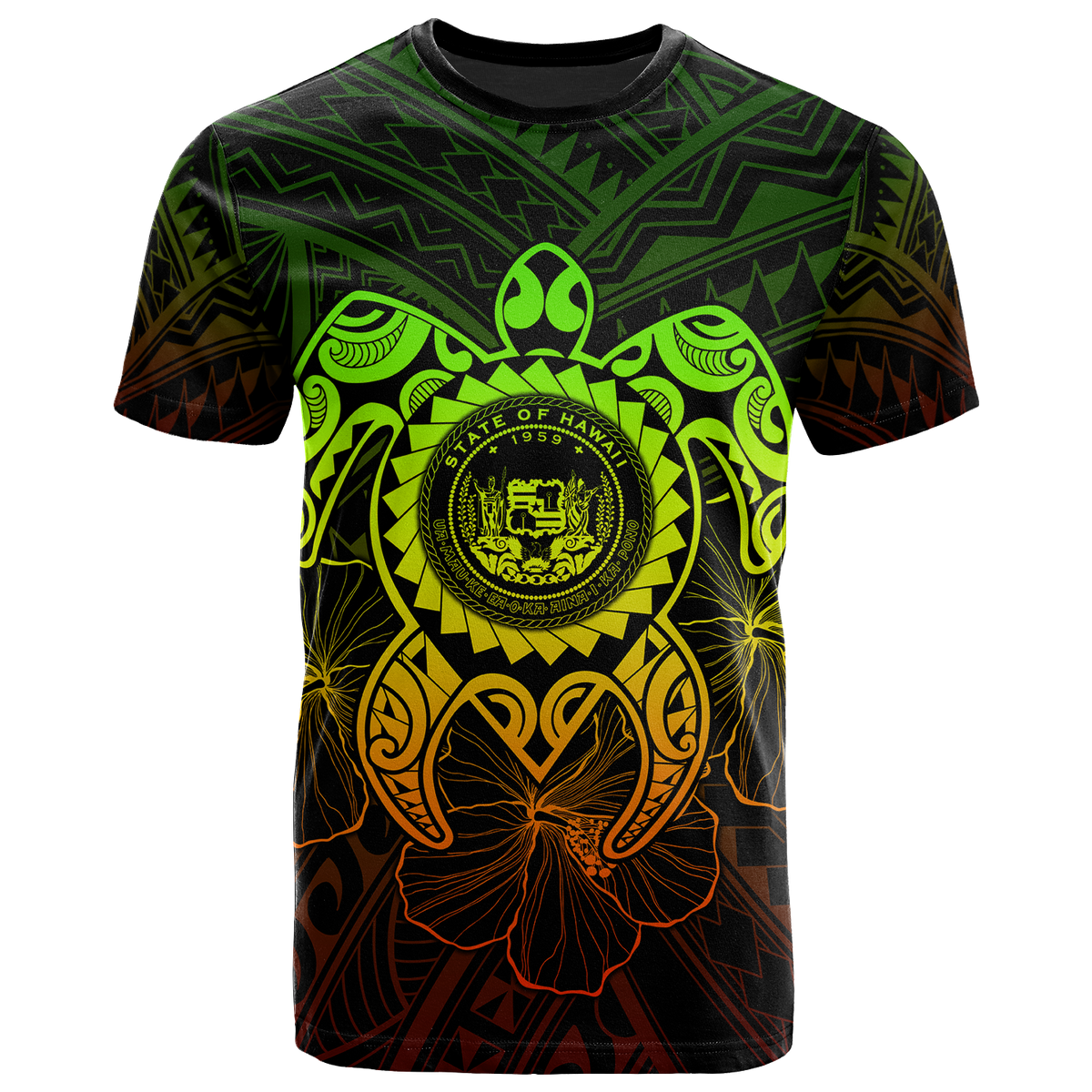 Hawaii Polynesian T Shirt Vintage Polynesian Turtle (Reggae) Unisex Art - Polynesian Pride