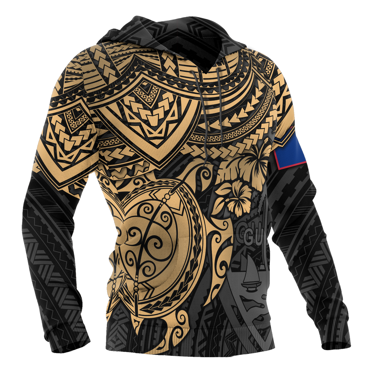 Guam Polynesian Hoodie Golden Turtle - Polynesian Pride