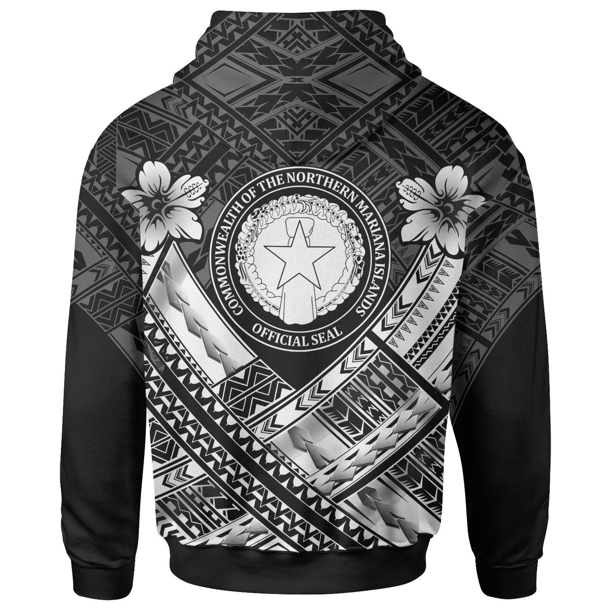 Northern Mariana Islands Custom Polynesian Hoodie CNMI Seal Camisole Hibiscus Style (White) - Polynesian Pride