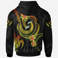 Kosrae Custom Hoodie Reggae Plumeria Flowers with Spiral Patterns - Polynesian Pride