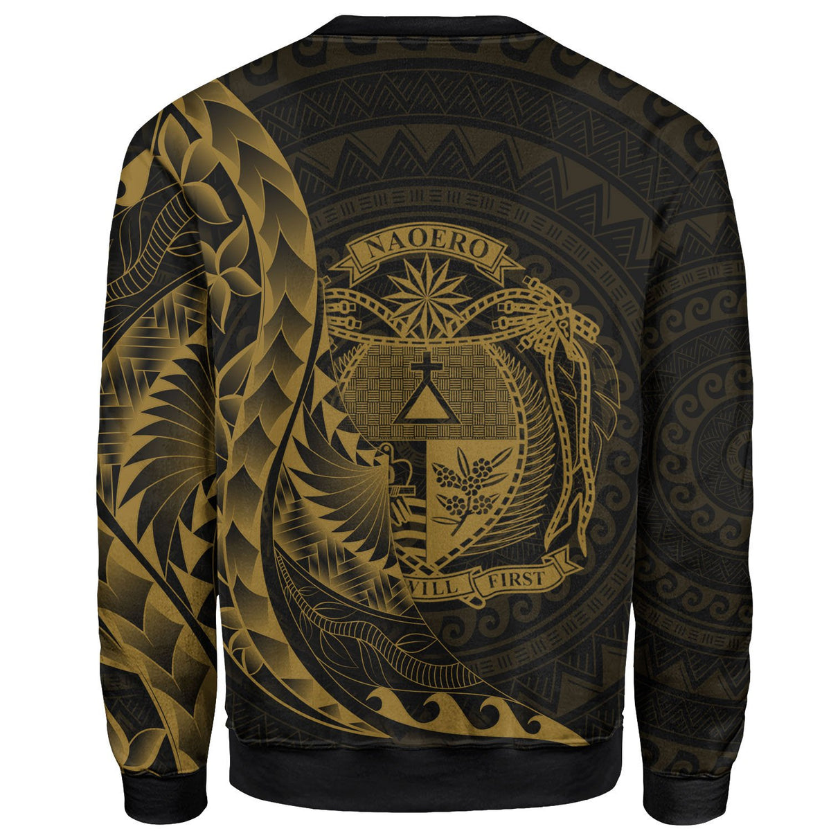 Nauru Sweatshirt - Polynesian Pattern Style Gold Color - Polynesian Pride