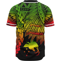 Papua New Guinea Polynesian Custom Personalised Baseball Shirt - Tribal Wave Tattoo Reggae - Polynesian Pride