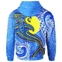 Palau Polynesian Zip up Hoodie Palau Flag with Polynesian Tattoo - Polynesian Pride