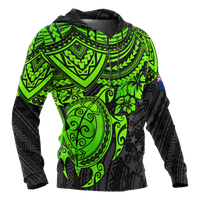 Cook Islands Polynesian Hoodie Green Turtle - Polynesian Pride