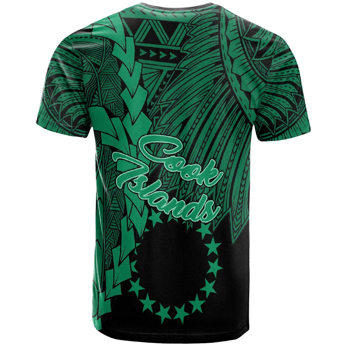 Cook Islands Polynesian Custom T Shirt Tribal Wave Tattoo Green - Polynesian Pride