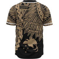 Papua New Guinea Polynesian Custom Personalised Baseball Shirt - Tribal Wave Tattoo Gold - Polynesian Pride