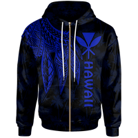 Polynesian Hawaii Kanaka Maoli Hoodie Polynesian Wings (Blue) Unisex Blue - Polynesian Pride