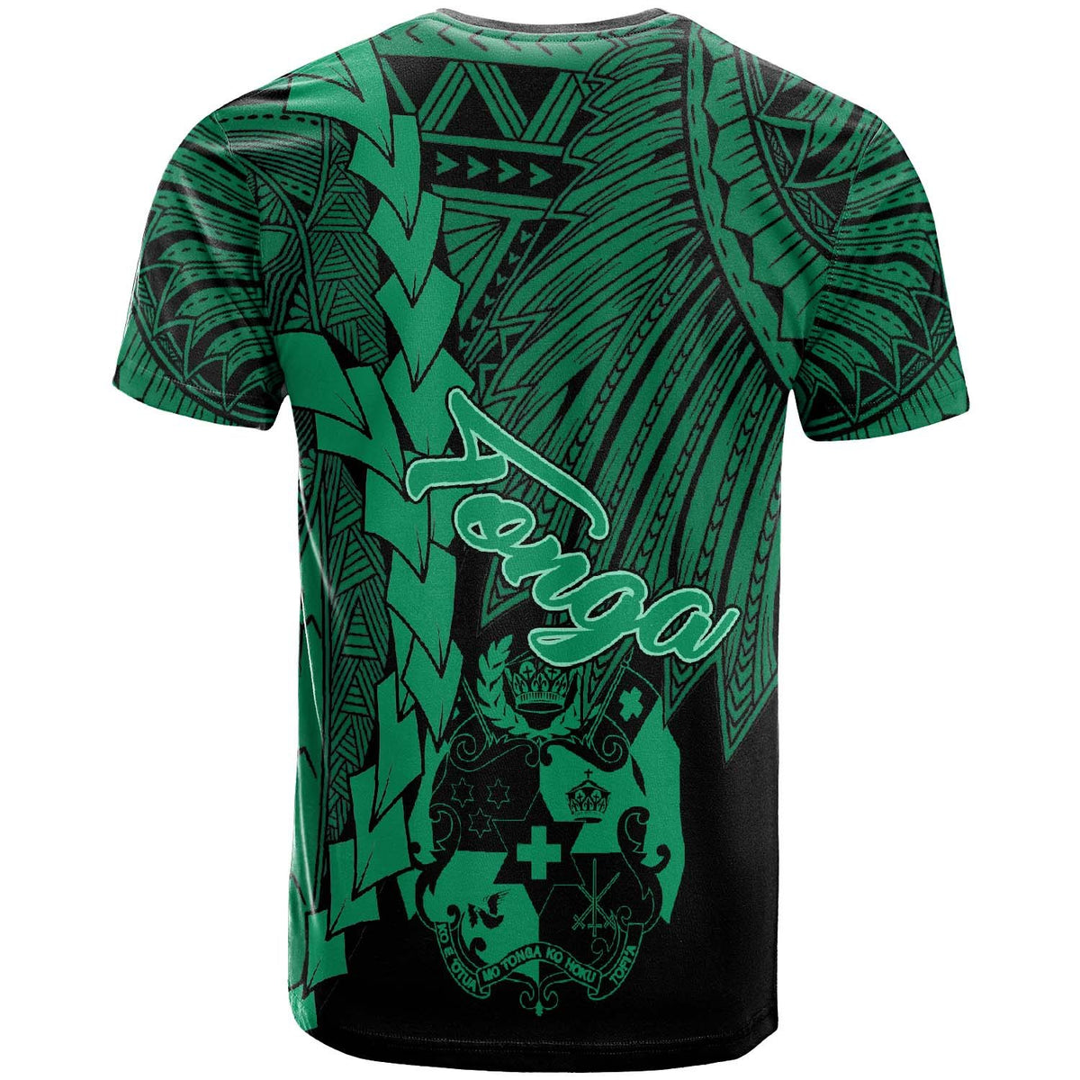 Tonga Polynesian T Shirt Tribal Wave Tattoo Green - Polynesian Pride