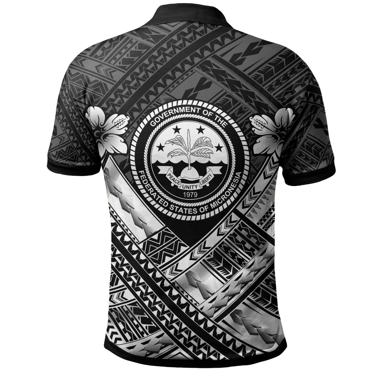 Federated States of Micronesia Polynesian Custom Polo Shirt Federated States of Micronesia White Seal Camisole Hibiscus Style - Polynesian Pride