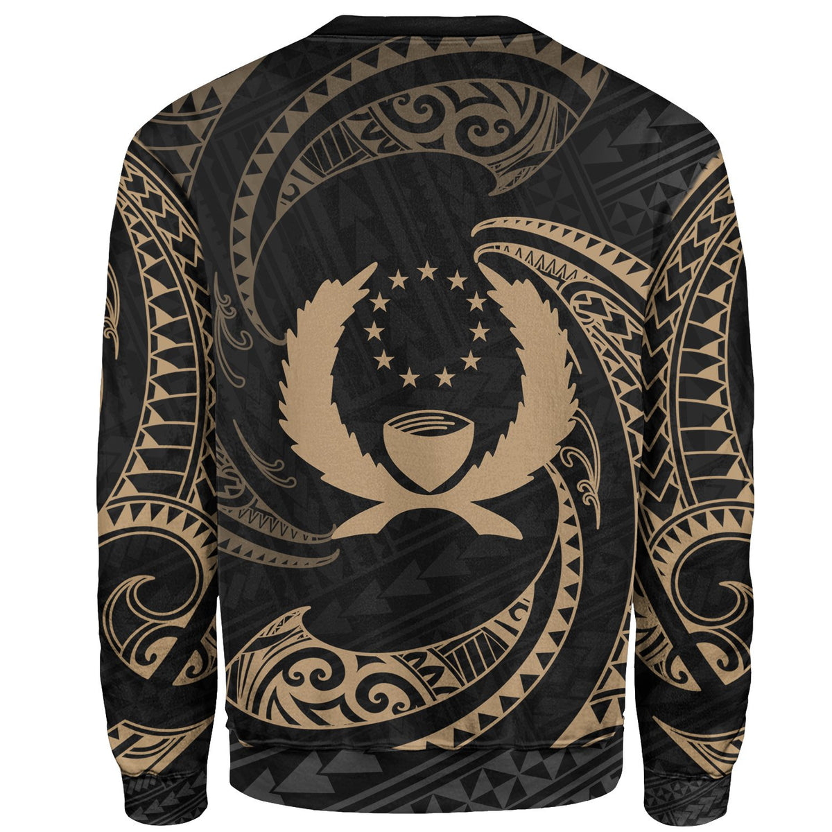 Pohnpei Micronesia Sweater - Gold Tribal Wave - Polynesian Pride