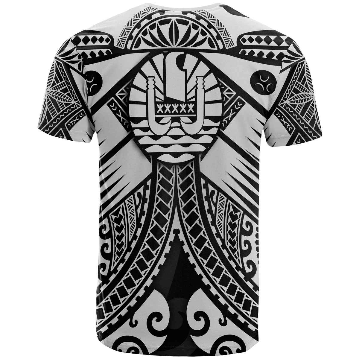 Tahiti T Shirt White Seal with Polynesian Tattoo - Polynesian Pride