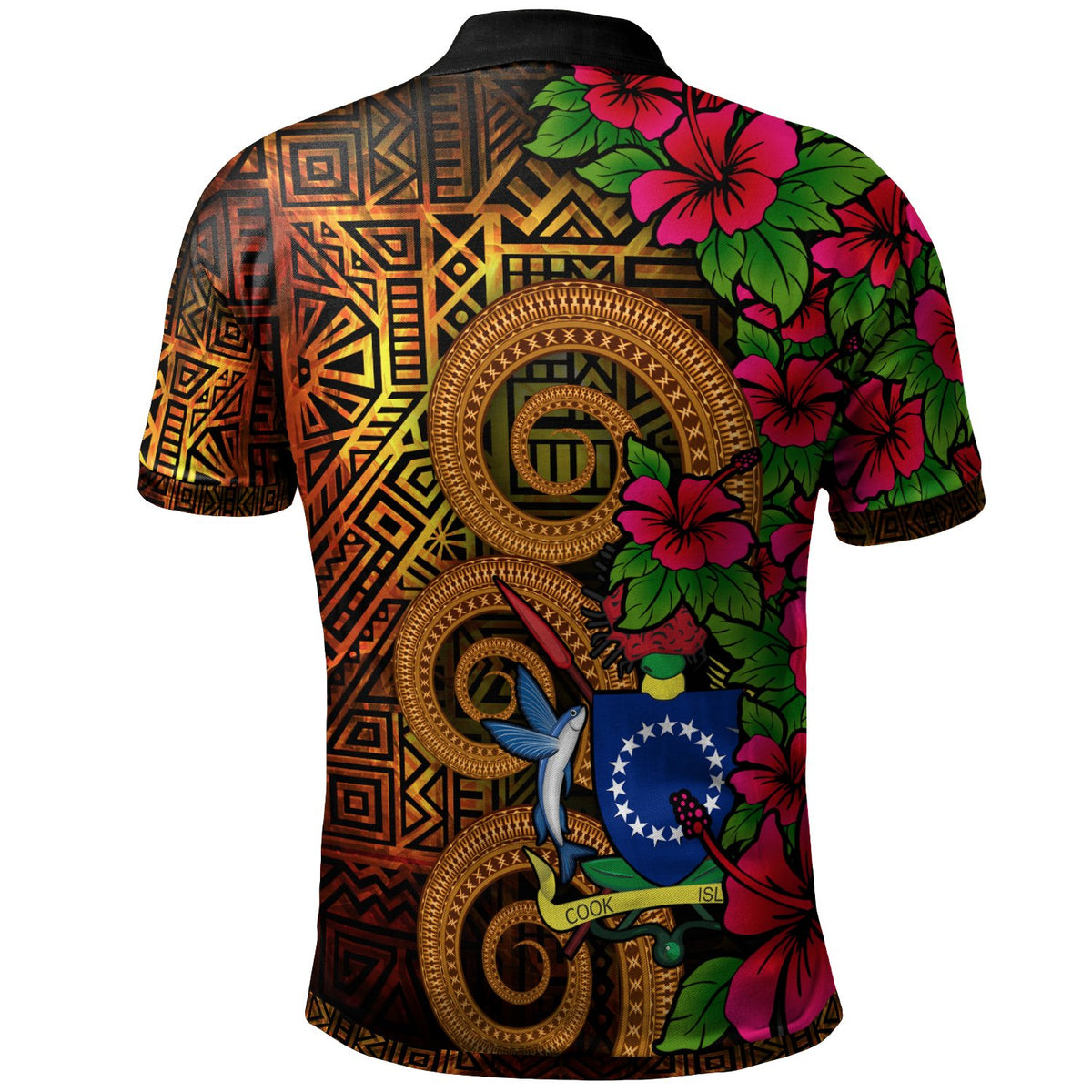 Cook Islands Polynesian Custom Polo Shirt Hibiscus Vintage - Polynesian Pride