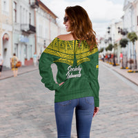 Society Islands Pride Women Off Shoulder Sweater - LT12 - Polynesian Pride