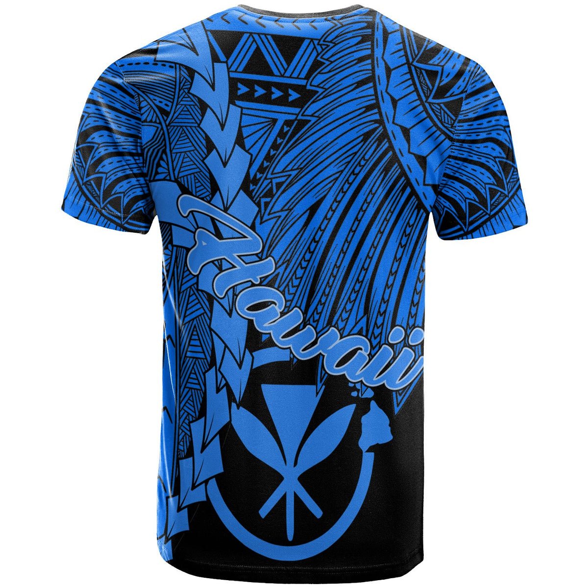 Hawaii Polynesian Custom T Shirt Tribal Wave Tattoo Blue - Polynesian Pride