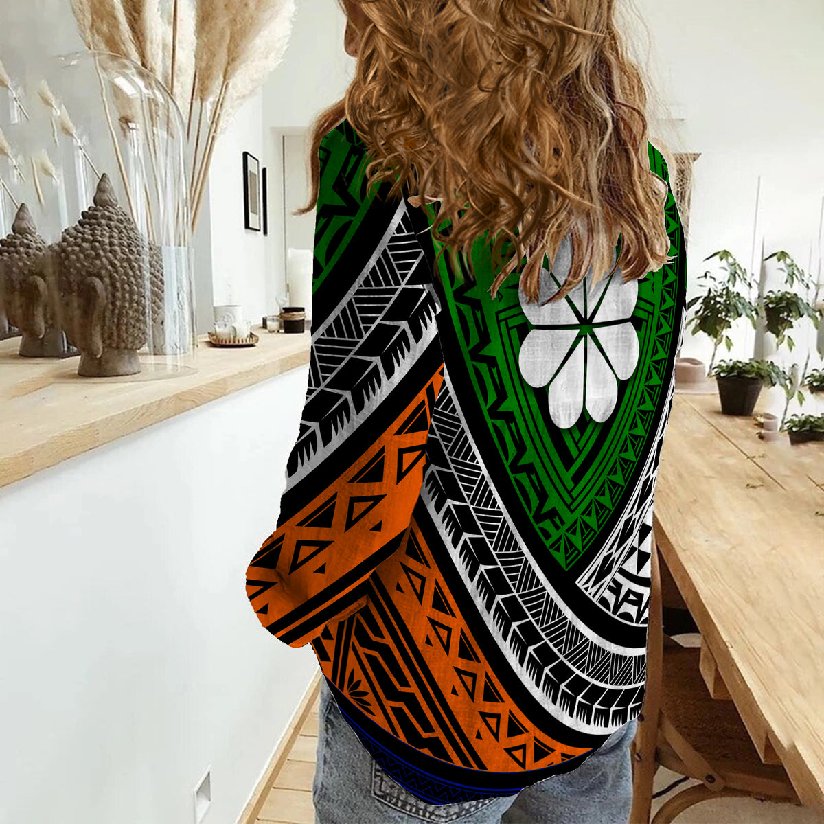 Kwajalein Atoll Tribal Pattern Women Casual Shirt - LT12 - Polynesian Pride