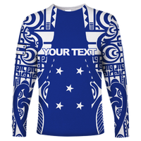 (Custom Personalised) Gambier Islands Tribal Long Sleeve Shirt - LT12 Unisex Blue - Polynesian Pride
