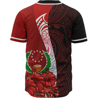 Pohnpei Polynesian Baseball Shirt - Coat Of Arm With Hibiscus - Polynesian Pride
