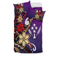 Kosrae Polynesian Bedding Set - Tribal Flower With Special Turtles Purple Color - Polynesian Pride