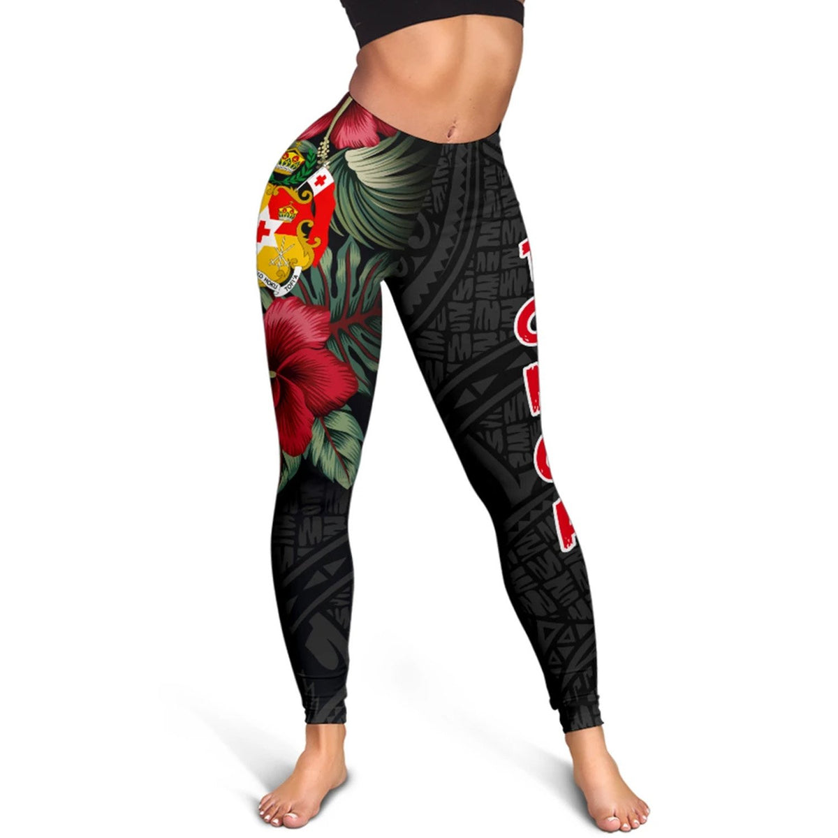 Tonga Polynesian Leggings - Hibiscus Coat of Arms - Polynesian Pride