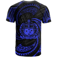 Samoa Polynesian Custom T Shirt Blue Tribal Wave - Polynesian Pride