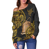 Tokelau Women's Off Shoulder Sweaters - Abstract Style - Polynesian Pride