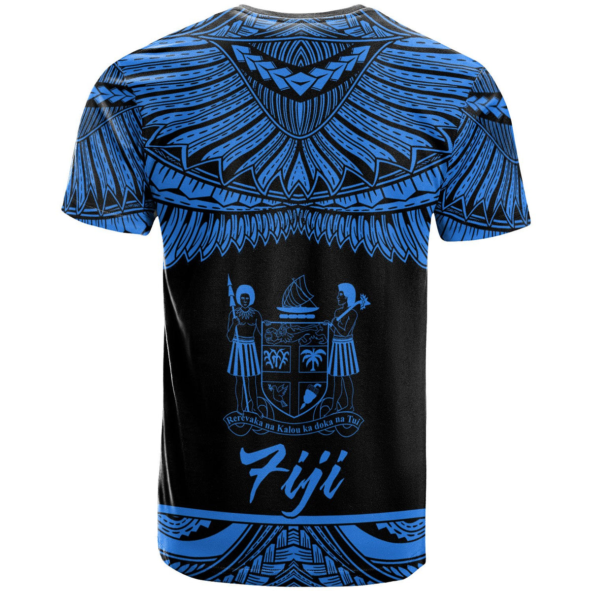 Fiji Polynesian Custom T Shirt Fijian Pride Blue Version - Polynesian Pride