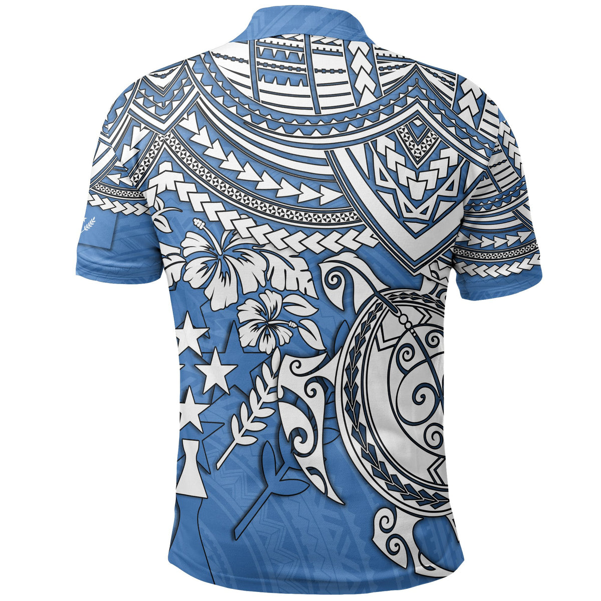 Kosrae Polo Shirt Kosrae Flag White Turtle Hibiscus - Polynesian Pride