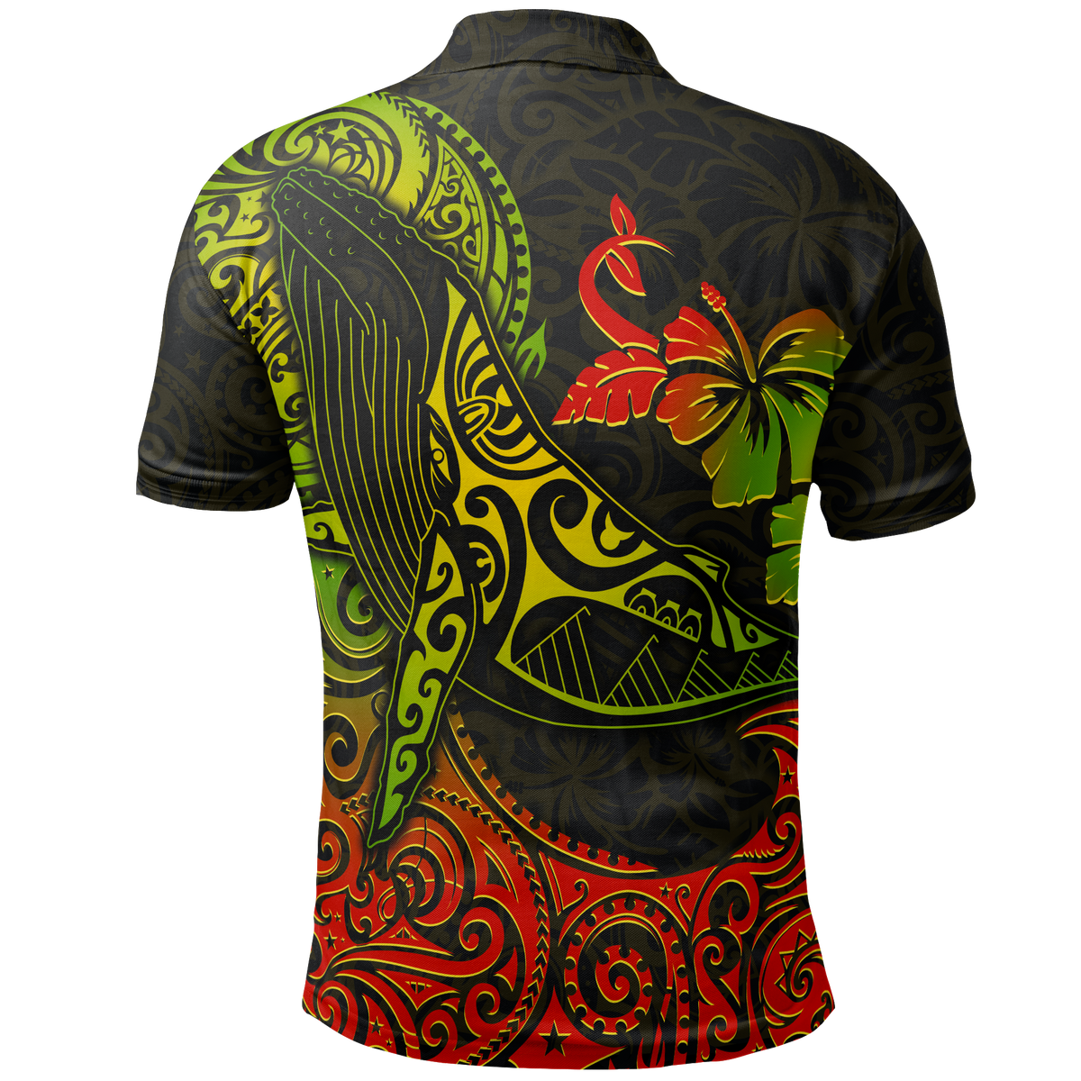 Hawaii Polo Shirt Polynesian Humpback Whale Hibiscus - Polynesian Pride