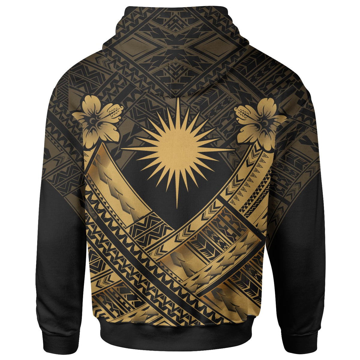 Marshall Islands Polynesian Custom Zip up Hoodie Marshall Islands Gold Flag Camisole Hibiscus Style - Polynesian Pride