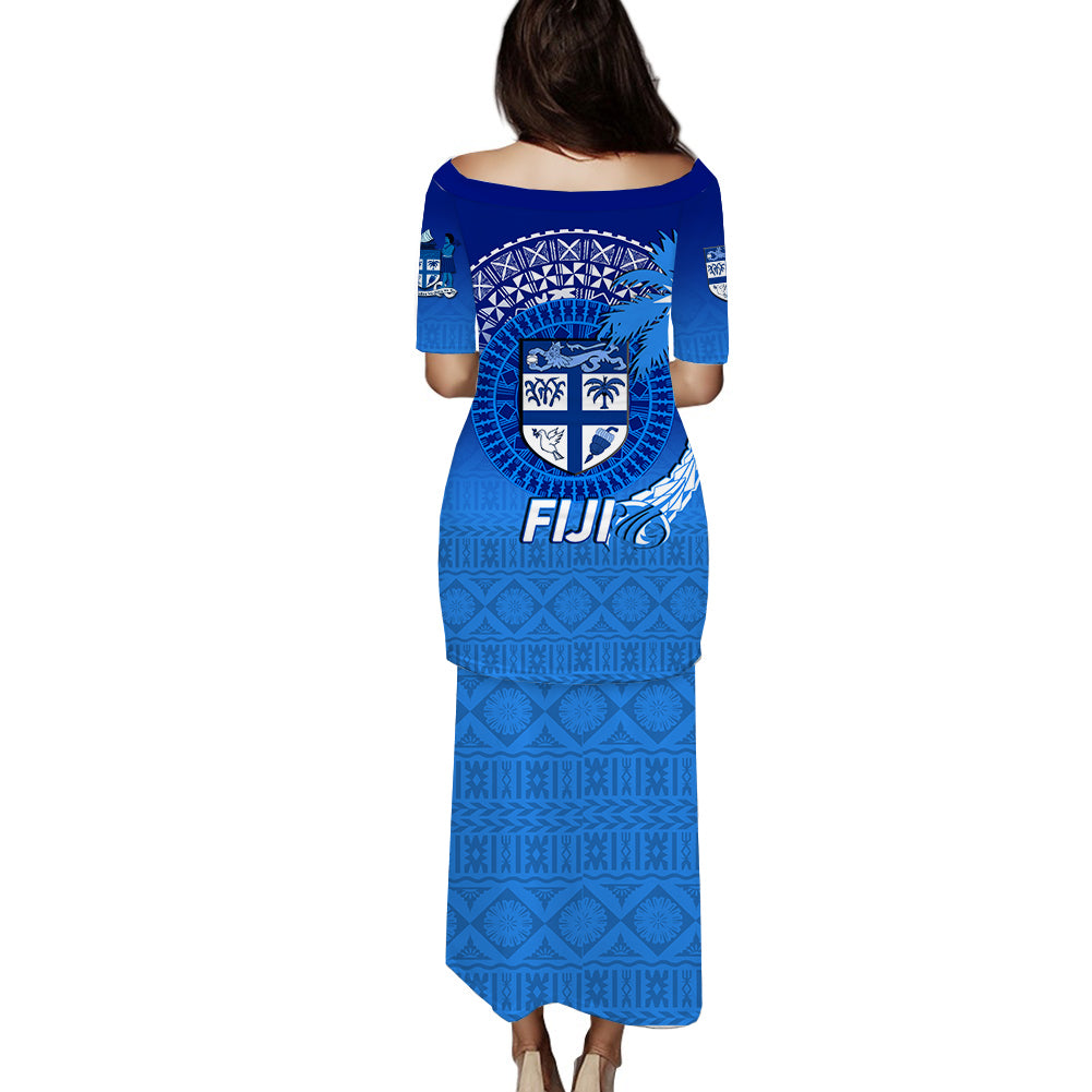 Fiji Tapa Tribal Coconut Tree Puletasi Dress - LT12 - Polynesian Pride